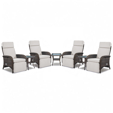 Premium 7-Piece Patio Conversation Set - 4 Adjustable Recliners & 3 Side Tables with 155° Lay Flat Chaise, NDS Series - Belord