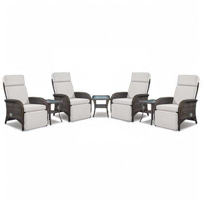 Premium 7-Piece Patio Conversation Set - 4 Adjustable Recliners & 3 Side Tables with 155° Lay Flat Chaise, NDS Series