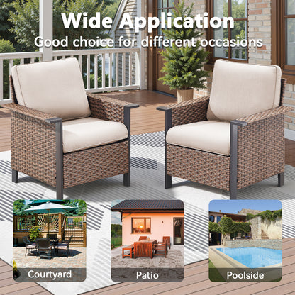 7-Piece All-Weather Wicker Patio Furniture Set: 1 Sofa, 2 Swivel Chairs, 2 Patio Chairs, 2 Ottomans, WNG Series
