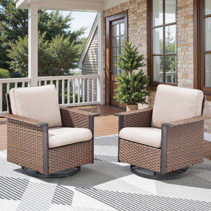 Patio Wicker Swivel Chairs Set Of 2, WNG Series