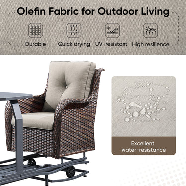 Belord 2-Person Outdoor Wicker Glider Loveseat with Integrated Side Table & Cushioned Seats, NTC Series - Belord