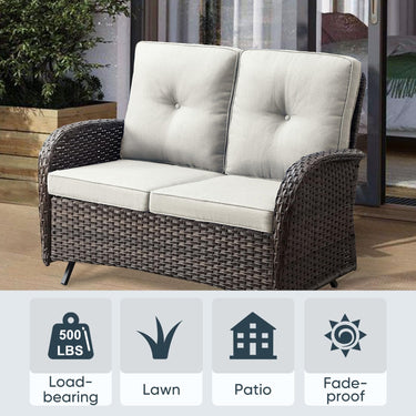 Outdoor Wicker Glider Loveseat, NDS Series - Belord