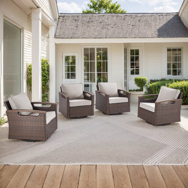 Luxury 4-Piece Patio Furniture Set with Swivel Rocking Chairs - Heavy Duty All-Weather PE Wicker, BBR Series - Belord