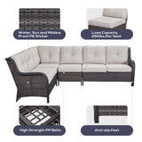 Save 50% - 7-Piece L-Shaped Patio Sectional Sofa Set + Wicker Coffee Table, NTC Series - Belord