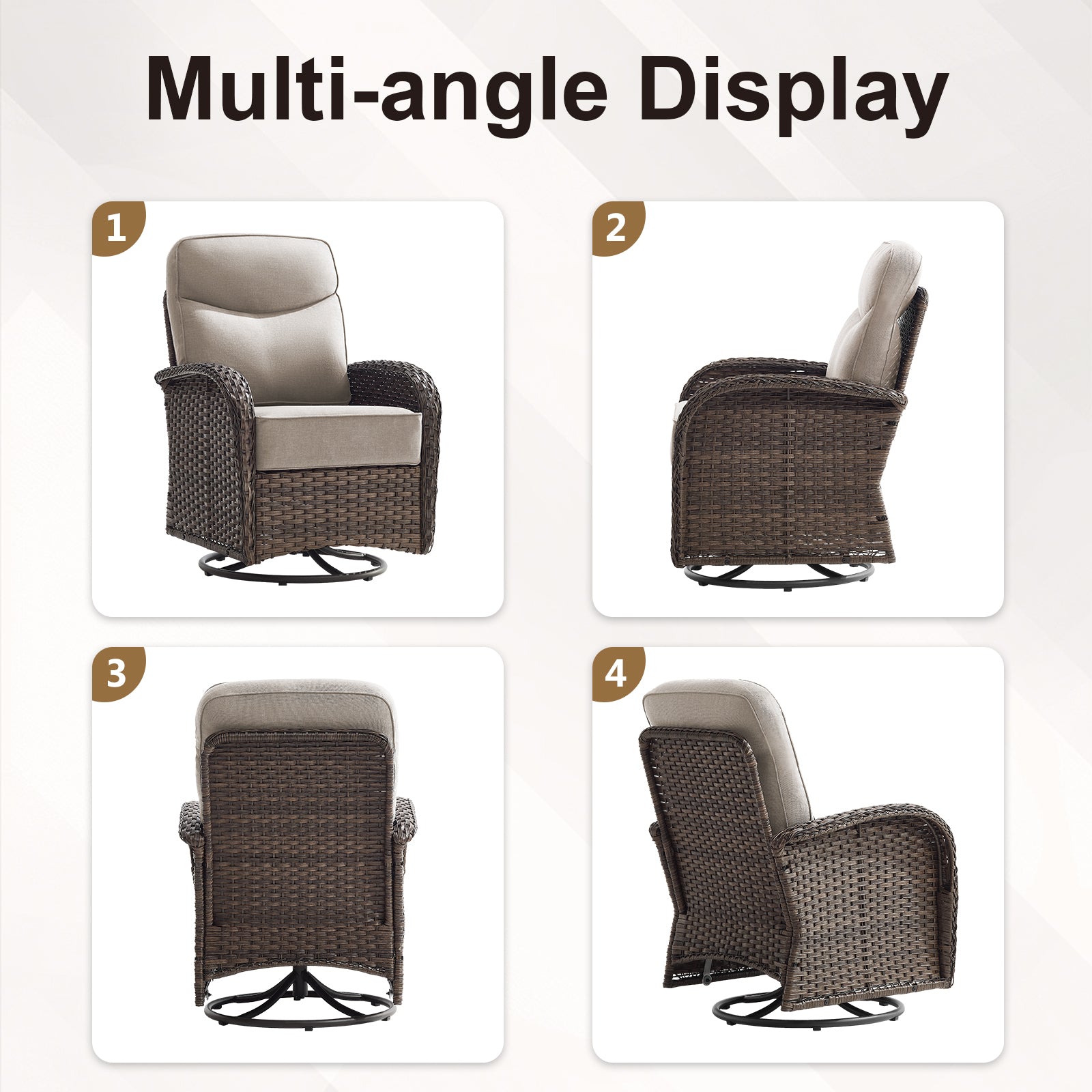 Luxury 6-Piece Swivel Patio Chair Set – High-Back Support, 6" Cushions & Side Tables for Backyard Entertaining, ND Series - Belord