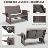 Outdoor Rattan Daybed Set with Multipurpose Ottoman & Side Tray, NDS Series - Belord
