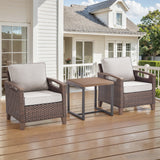BBR Series 3-Piece Patio Set: 2 Swivel Chairs + Side Table - PE Wicker with Thick Cushions & Weather-Resistant Metal Frame - Belord