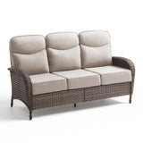 Premium 1-Piece Patio Sofa with Upgraded 6" Cushions – All-Weather Hand-Woven Wicker, High-Back Comfort for Garden & Front Porch, ND Series - Belord