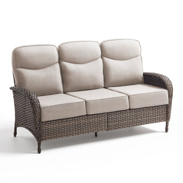 Premium 1-Piece Patio Sofa with Upgraded 6" Cushions – All-Weather Hand-Woven Wicker, High-Back Comfort for Garden & Front Porch, ND Series - Belord