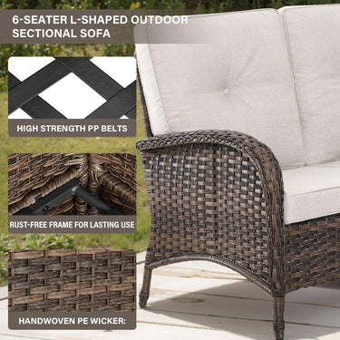 Large Sectional Set 10-Piece with Rocking Chairs, Coffee Table, and Side Table, NDS Series - Belord