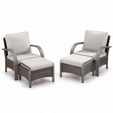Patio Conversation Set 4-Piece with 2 Patio Chairs, 2 Ottoman, HW Series - Belord