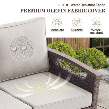 BBR Series 3-Piece Patio Set: 1 Sofa + 2 Ottomans - PE Wicker with Thick Cushions - Belord
