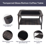 Save 50% - 7-Piece L-Shaped Patio Sectional Sofa Set + Wicker Coffee Table, NTC Series - Belord