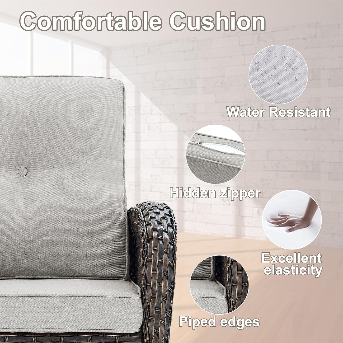 Save 60% - Wicker Rocking Chairs Set with Side Table, NDS Series