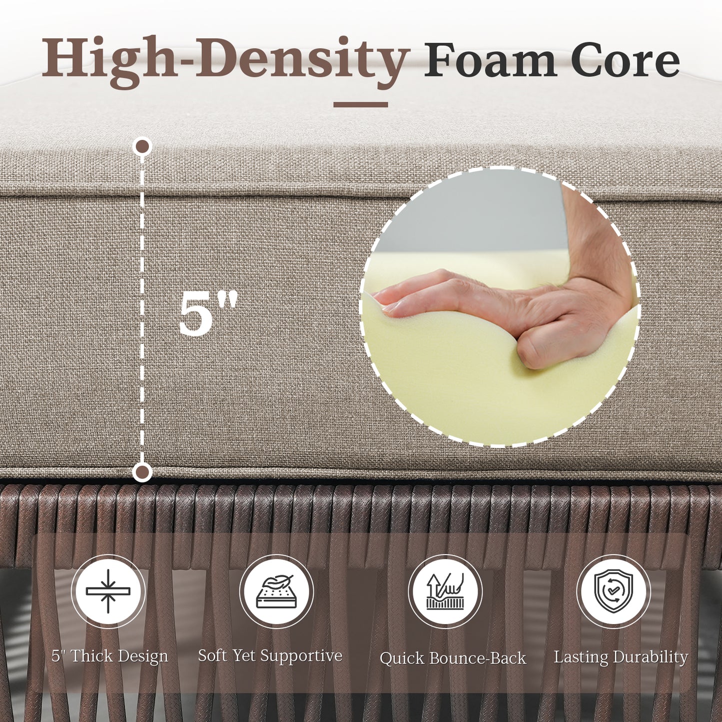 3-Piece Ultimate Comfort Lounge Set – 2 Adjustable 76.8" Chaise Lounges with 5-Inch Cushions + Side Table, NTC Series