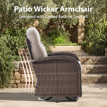 9-Piece Outdoor Conversation Set – Heavy-Duty Swivel Rockers, Waterproof Wicker for Large Deck Spaces, ND Series - Belord