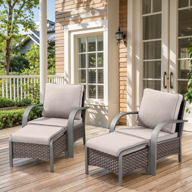 Patio Conversation Set 4-Piece with 2 Patio Chairs, 2 Ottoman, HW Series - Belord