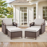 Premium 4-Piece Patio Conversation Set - Luxury Swivel Rocking Chairs with 2 Ottomans, All-Weather PE Wicker & Plush Cushions - BBR Series - Belord