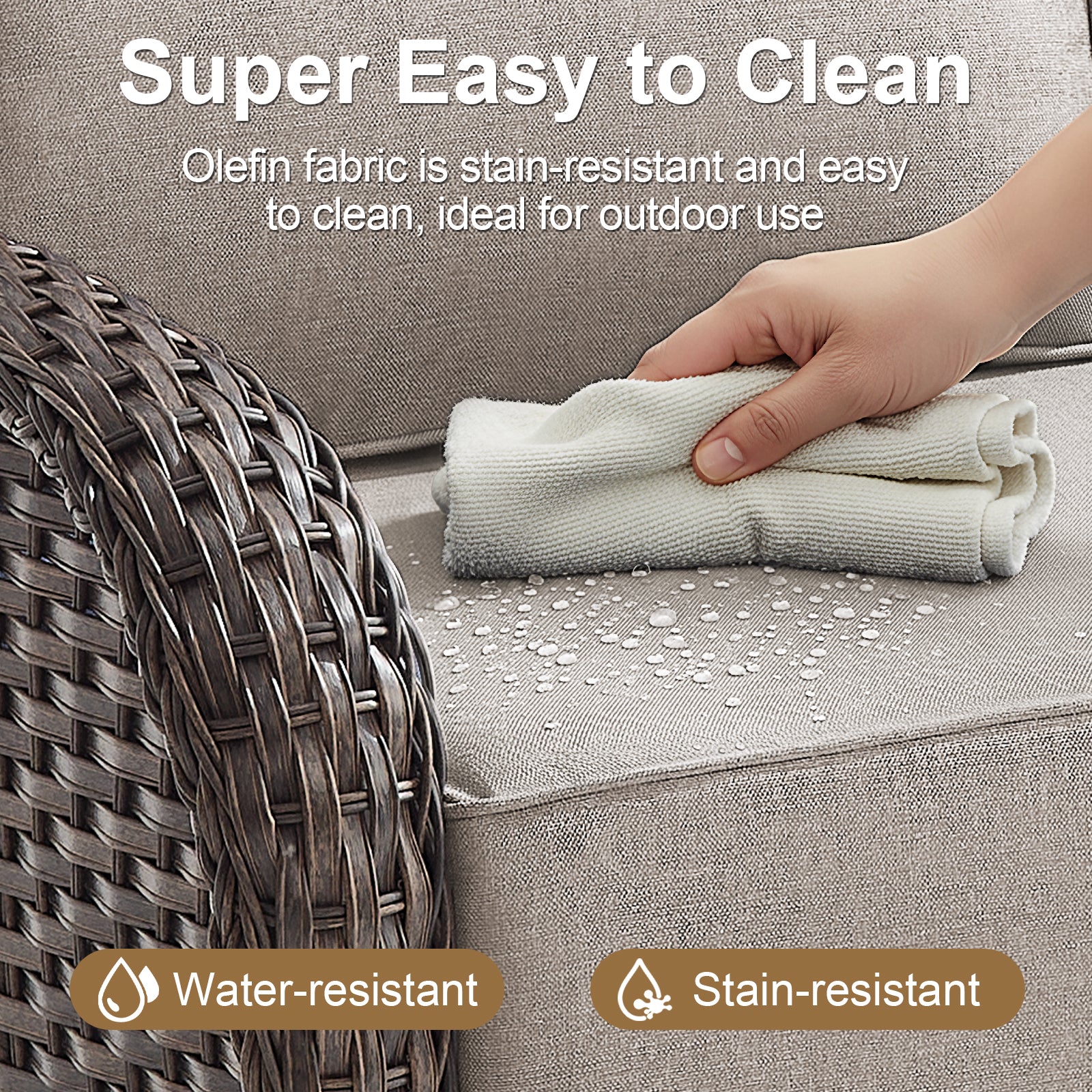 Spacious 8-Piece Patio Furniture Set with Split Fire Pit Table – High-Back Swivel Seating for Backyard Hosting, ND Series - Belord