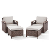 Premium 4-Piece Patio Conversation Set - Luxury Swivel Rocking Chairs with 2 Ottomans, All-Weather PE Wicker & Plush Cushions - BBR Series - Belord