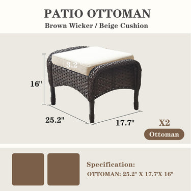 Outdoor Wicker Ottoman, NDS Series - Belord