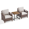 BBR Series 3-Piece Patio Set: 2 Swivel Chairs + Side Table - PE Wicker with Thick Cushions & Weather-Resistant Metal Frame - Belord