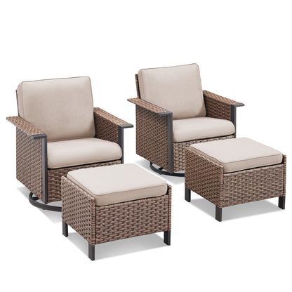 4-Piece Patio Furniture Set with Swivel Rocking Chairs & Ottomans, WNG Series