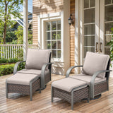 Patio Conversation Set 4-Piece with 2 Swivel Glider Chairs, 2 Ottoman, HW Series - Belord