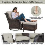 Patio Conversation Set 6-Piece with Sofa, Swivel Glider Chairs, Coffee Table, and Ottoman, NTC Series - Belord