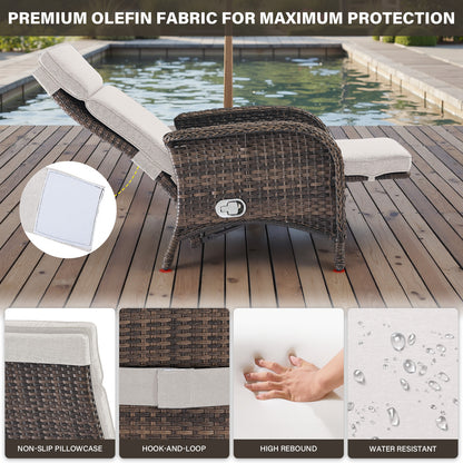 Premium 7-Piece Patio Conversation Set - 4 Adjustable Recliners & 3 Side Tables with 155° Lay Flat Chaise, NDS Series