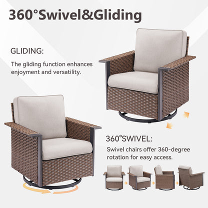 Patio Wicker Swivel Chairs Set Of 2, WNG Series