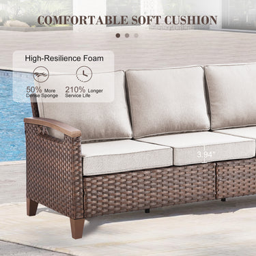 BBR Series 3-Piece Patio Set: 1 Sofa + 2 Ottomans - PE Wicker with Thick Cushions - Belord