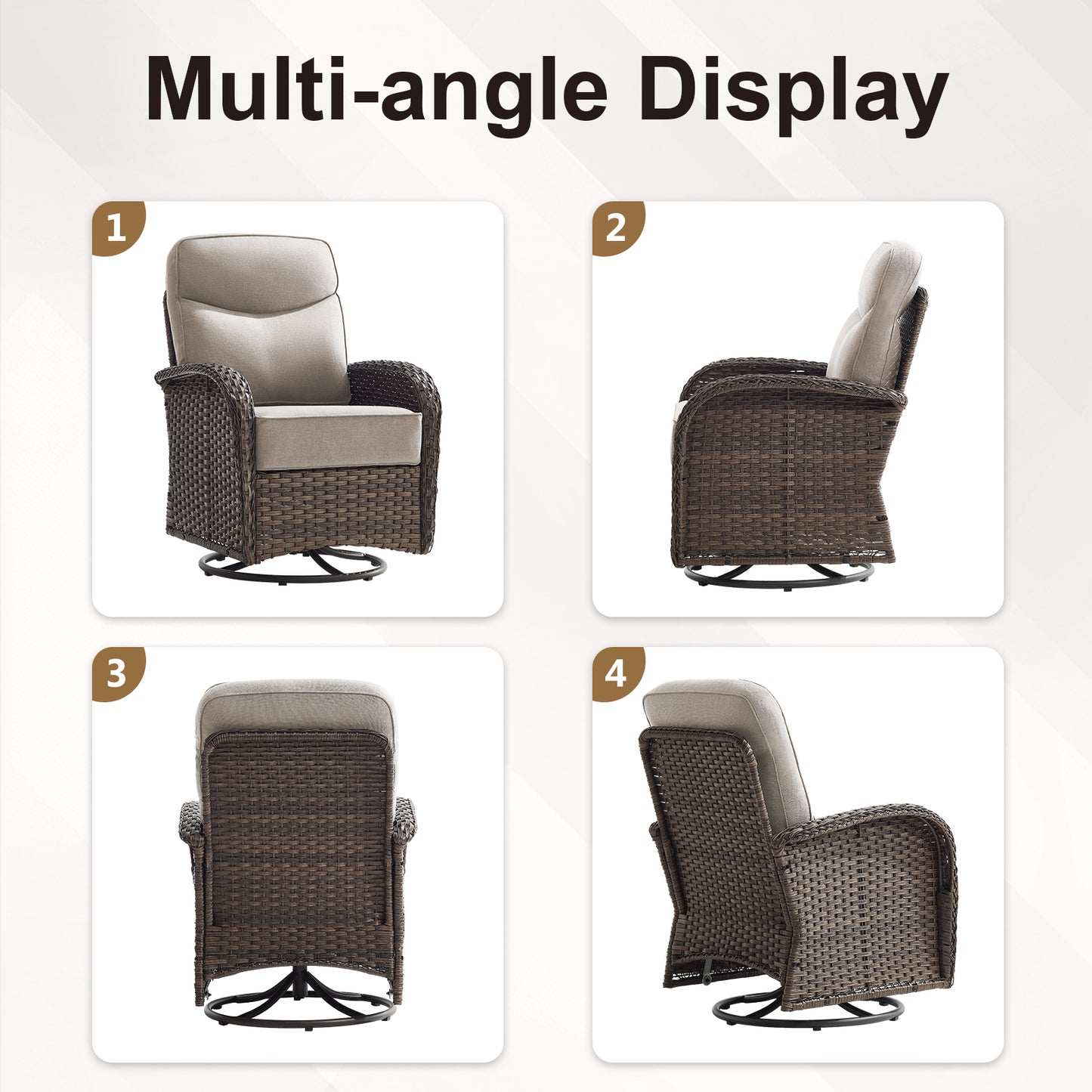 Spacious 8-Piece Patio Furniture Set with Split Fire Pit Table – High-Back Swivel Seating for Backyard Hosting, ND Series - Belord