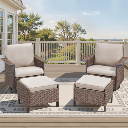 4-Piece Patio Furniture Set with Swivel Rocking Chairs & Ottomans, WNG Series