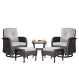 Swivel Glider Chairs Set with Side Table and Ottoman, NDS Series - Belord