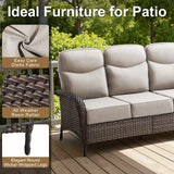 Luxury 10-Piece Patio Set – Sofa & Swivel Chairs with Ottomans, Hand-Woven All-Weather Wicker for Backyard Hosting, ND Series - Belord