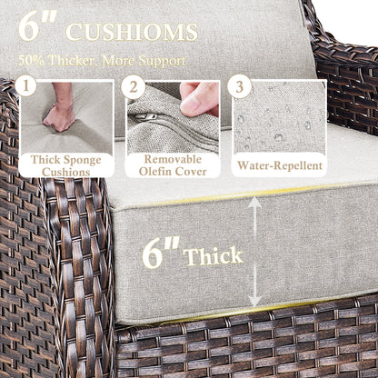 Premium Outdoor 8PCS Sofa Set with Coffee Table for Garden & Deck – 6" Cushion Comfort, NT Series