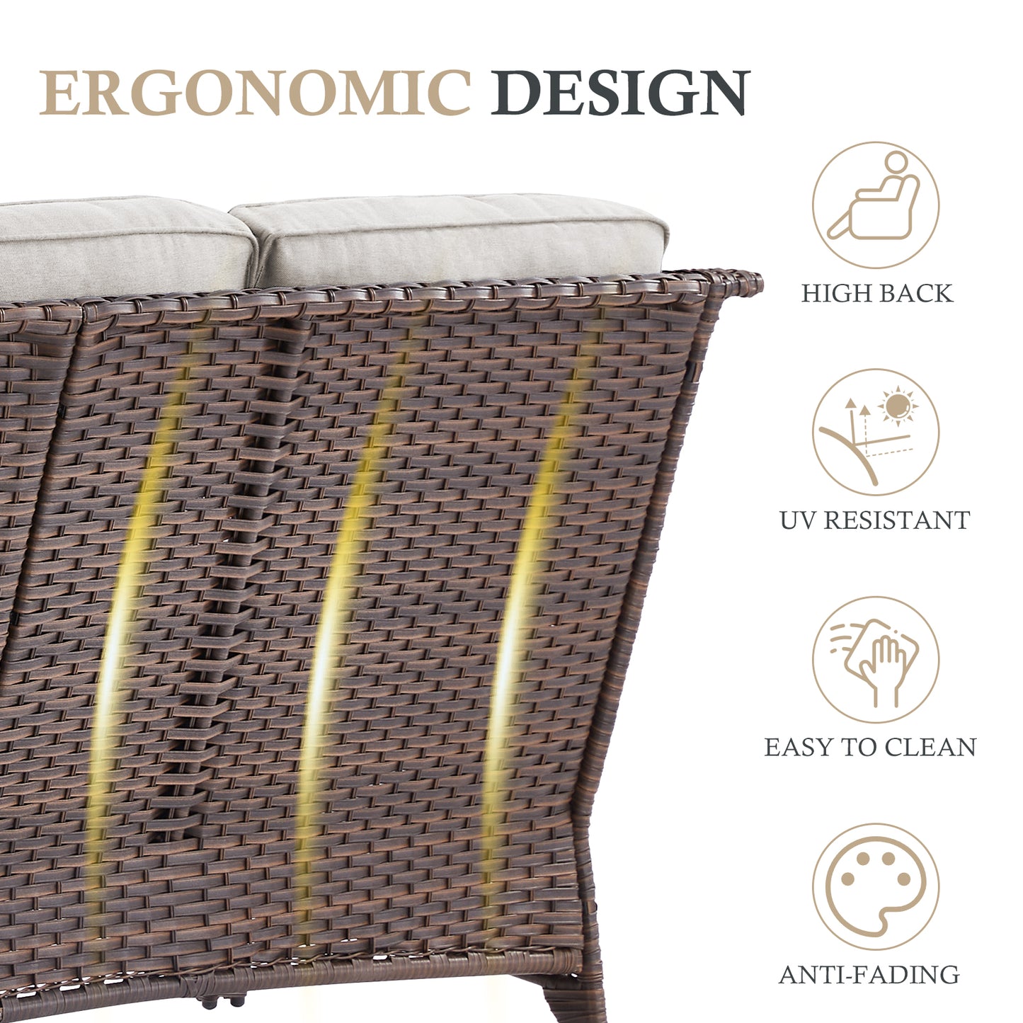 Premium 4PCS Patio Conversation Set for Backyard & Deck, Hand-Woven Rattan Sofa, Swivel Chairs & Coffee Table with 6" Cushions, NT Series