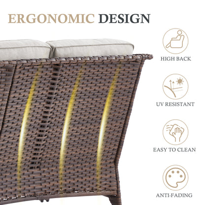 Premium 4PCS Patio Conversation Set for Backyard & Deck, Hand-Woven Rattan Sofa, Swivel Chairs & Coffee Table with 6" Cushions, NT Series