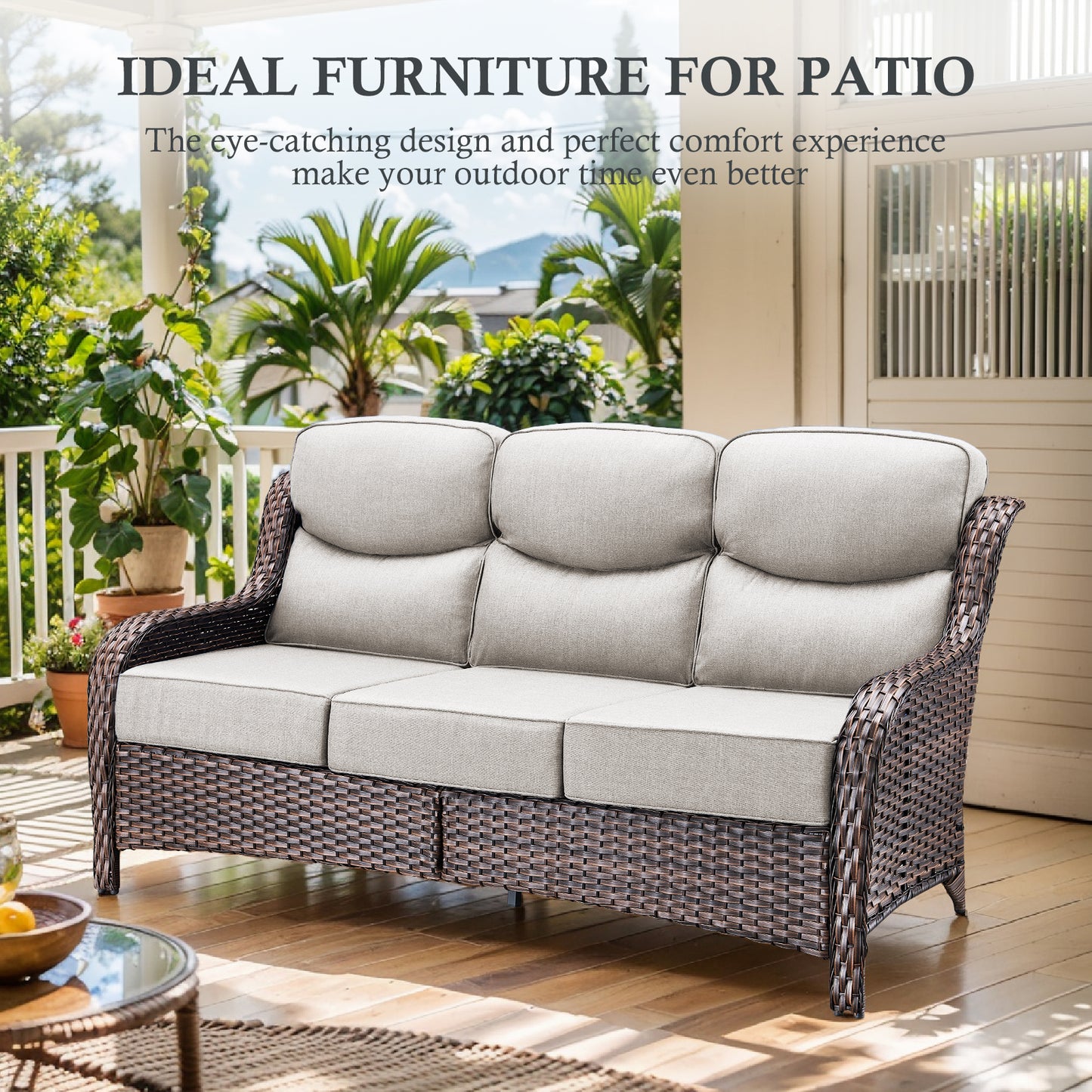 Premium Outdoor 8PCS Sofa Set with Coffee Table for Garden & Deck – 6" Cushion Comfort, NT Series