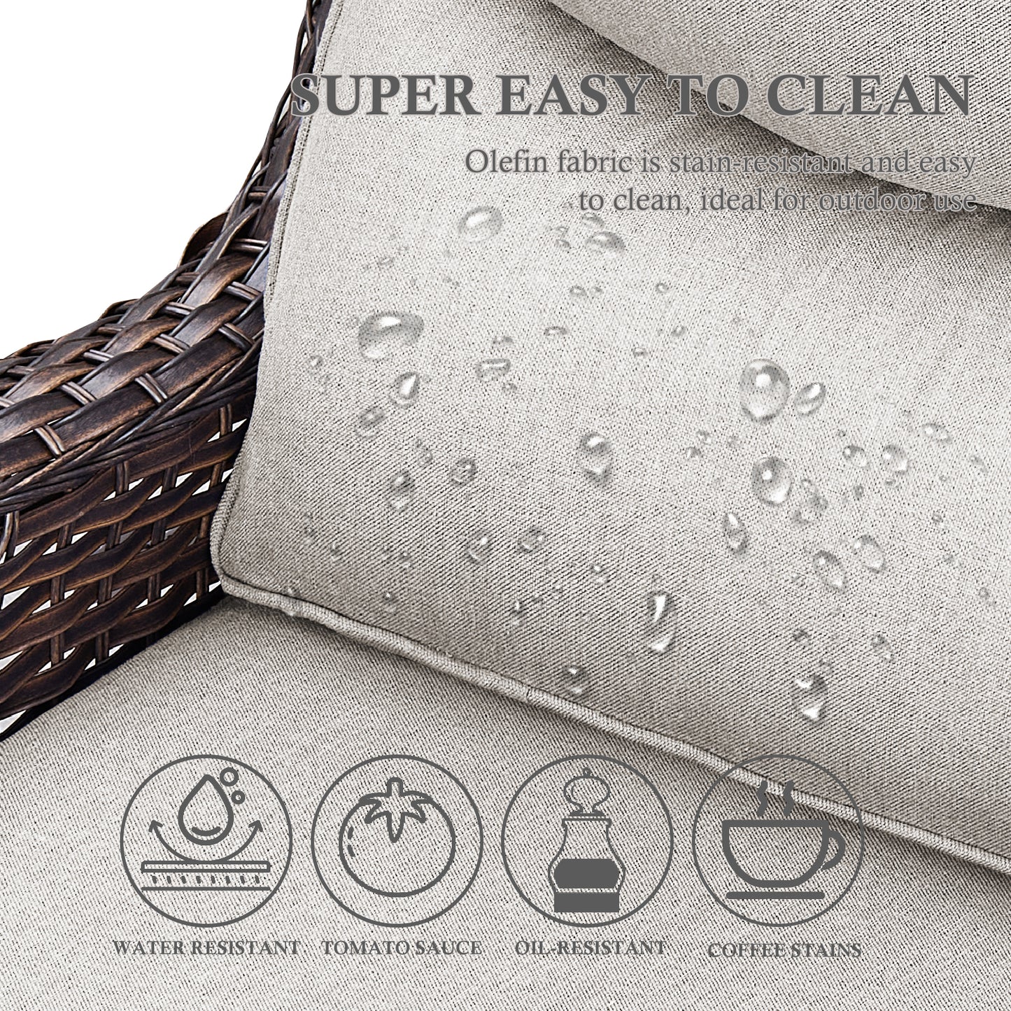 4PCS Outdoor Patio Fire Pit Set for Garden Parties, Rattan Sofa & Swivel Chairs with Rectangular Fire Table and Wind Glass, NT Series