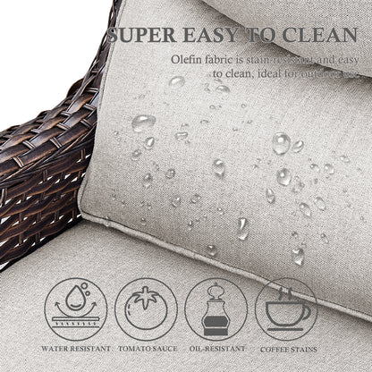 4PCS Outdoor Patio Fire Pit Set for Garden Parties, Rattan Sofa & Swivel Chairs with Rectangular Fire Table and Wind Glass, NT Series