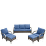 Patio Conversation Set 5-Piece with 1 Sofa, 2 Patio Chairs, 2 Ottoman, HW Series - Belord