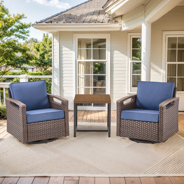 Heavy-Duty 3-Piece Outdoor Swivel Glider Set with Metal Side Table, BBR Series - Belord