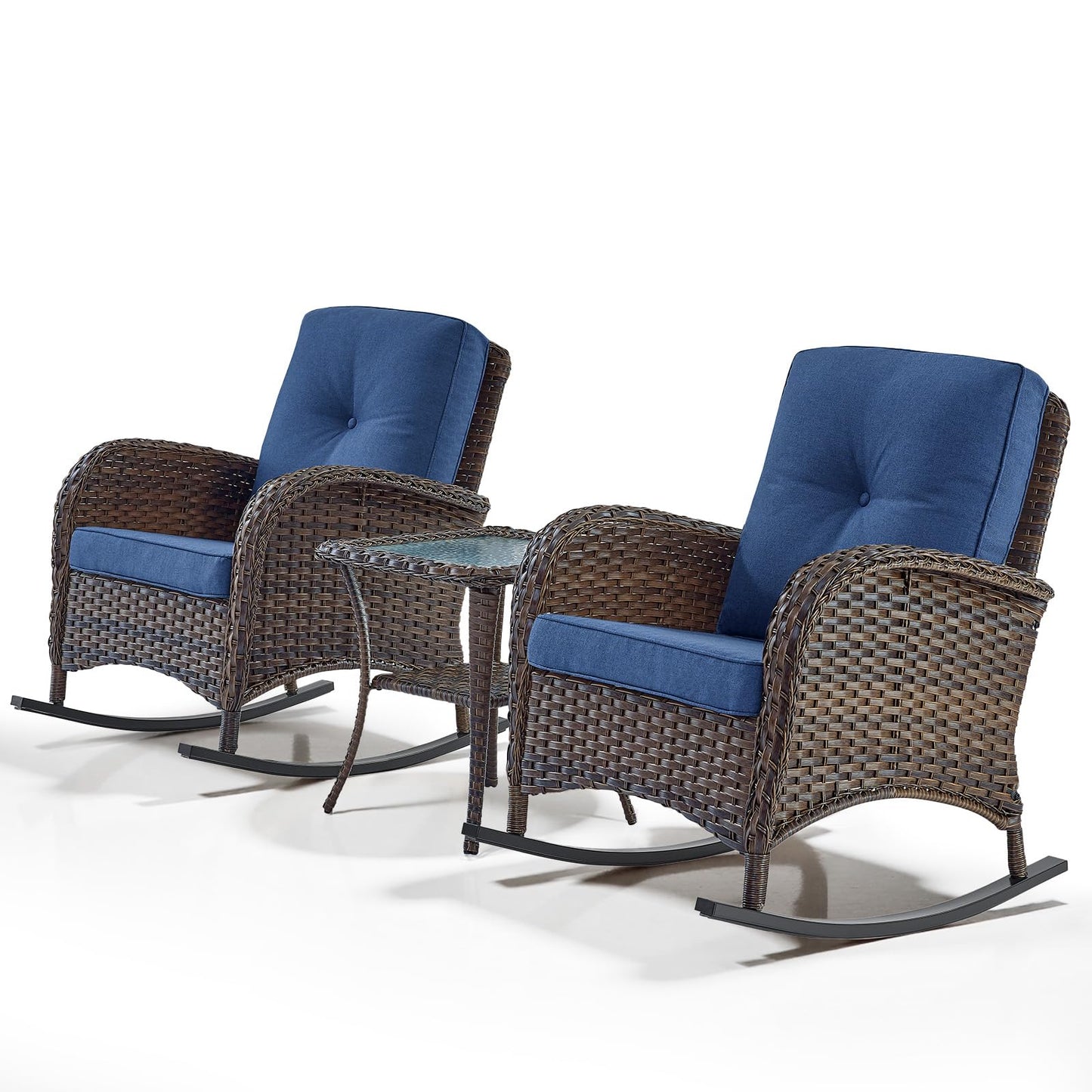 Save 60% - Wicker Rocking Chairs Set with Side Table, NDS Series