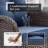 Patio Conversation Set 6-Piece with Glider Loveseat, Rocking Chairs, Side Table, and Ottoman, NDS Series - Belord