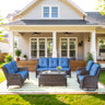 Patio Conversation Set 7-Piece with Sofa, Glider Loveseat, Swivel Glider Chairs, Ottoman and Coffee Table, NTC Series - Belord