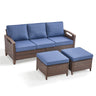 BBR Series 3-Piece Patio Set: 1 Sofa + 2 Ottomans - PE Wicker with Thick Cushions - Belord
