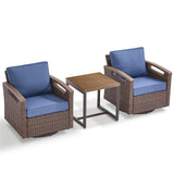 Heavy-Duty 3-Piece Outdoor Swivel Glider Set with Metal Side Table, BBR Series - Belord