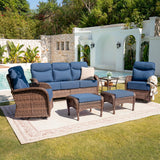 Premium 6-Piece Patio Lounge Set – Sofa, Swivel Rockers & Ottomans with Deep Cushions for Deck Relaxation, ND Series - Belord